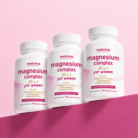 [OFERTA POR TIEMPO LIMITADO] - Melvina Wellness Complejo de Magnesio 20-en-1 para Mujeres - 3 Frascos