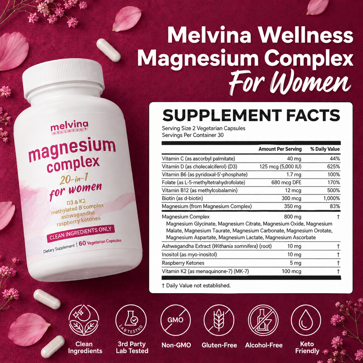 Melvina Wellness 20-in-1 Magnesium For Women